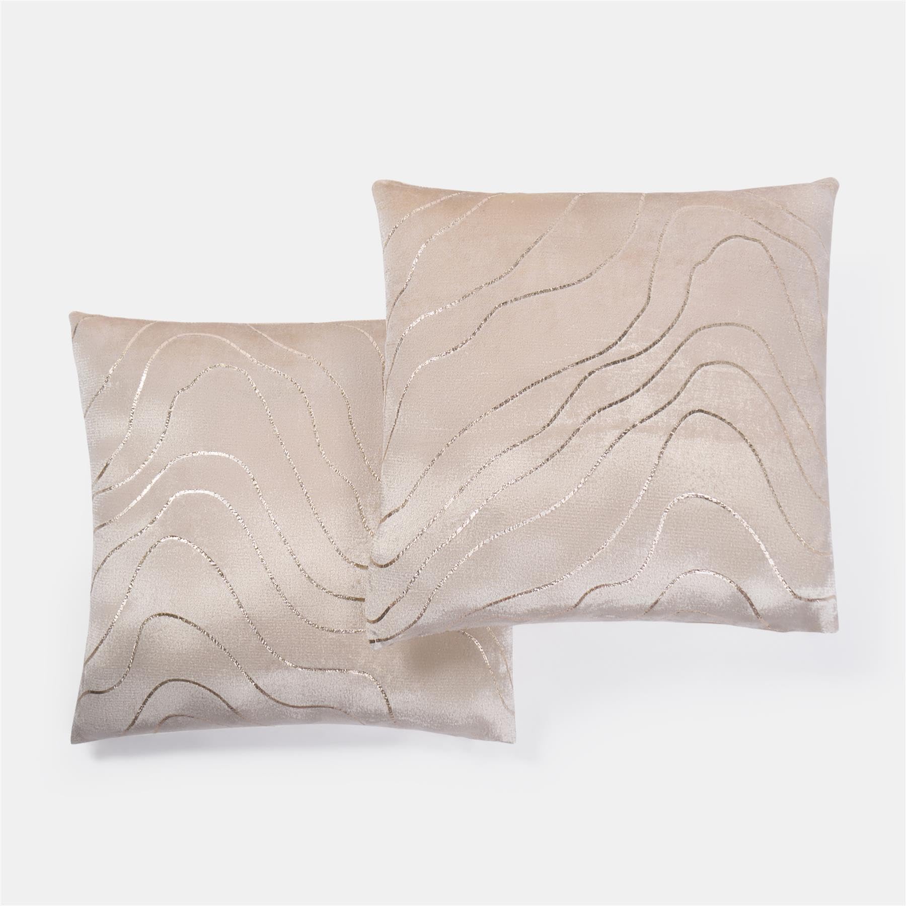 OHS 2 Pack Metallic Wave Cushion CoversNatural/gold45 X 45Cm from B&Q