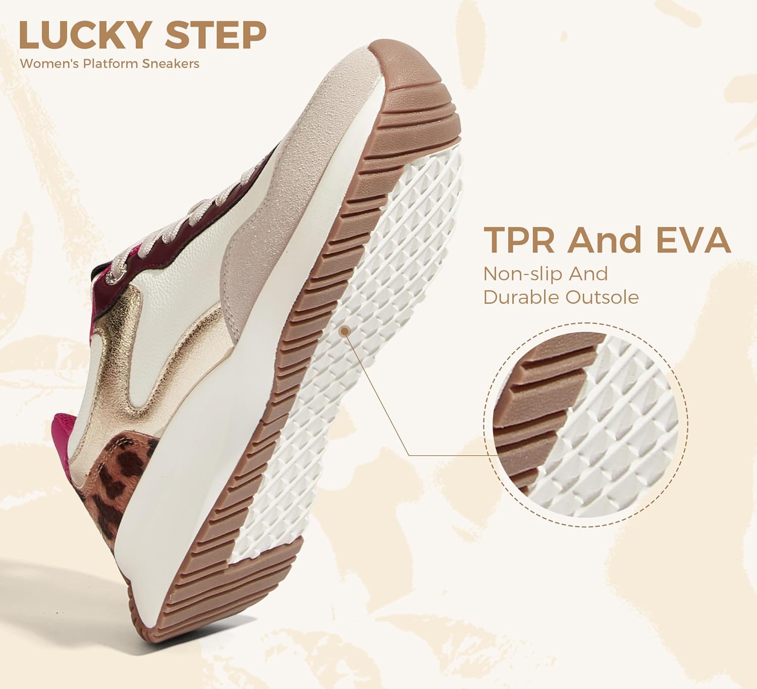 LUCKY STEP Women's Fashion Platform Sneakers Comfortable Breathable Running Walking Shoes Anti-Slip Casual Tennis Skate - Image 6