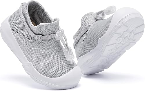 Miniatura 6 de MORENDL Zapatos de calcetín para caminar para bebé, 2 pies pequeños, pantuflas para niños pequeños, niñas y niños, suela suave, antideslizante,