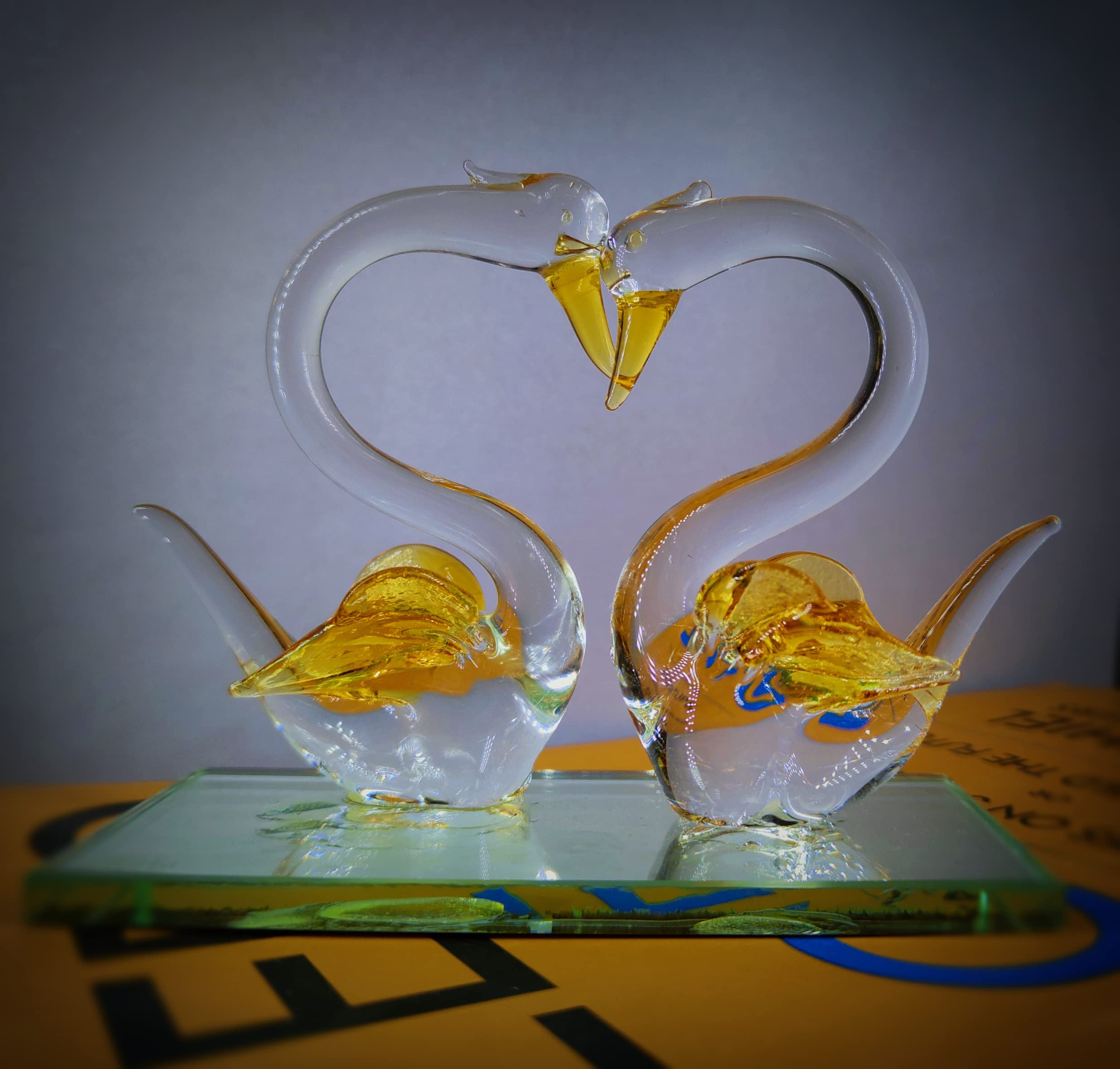 Craftfry Loving Bird ! Glass Showpiece ! Duck Pair Glass in Home