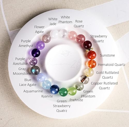 Miniatura 2 de Precious Gemstone Healing Bracelet Rainbow Color, Amethyst, Quartz,Agate, Azeztulite, Fluorite Handmade Original Design