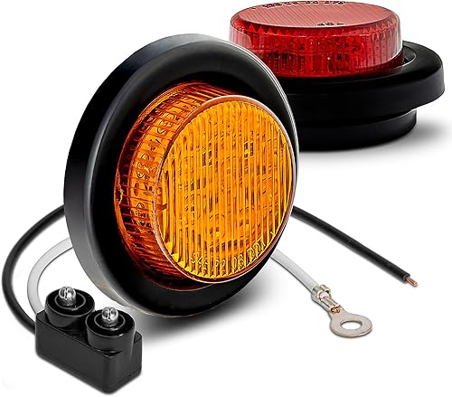 Miniatura 11 de TRUE MODS - 4 luces LED redondas de 2 pulgadas y 12 V para marcador lateral [DOT FMVSS 108] [SAE P2] [lente reflectora] [ojales y enchufes]