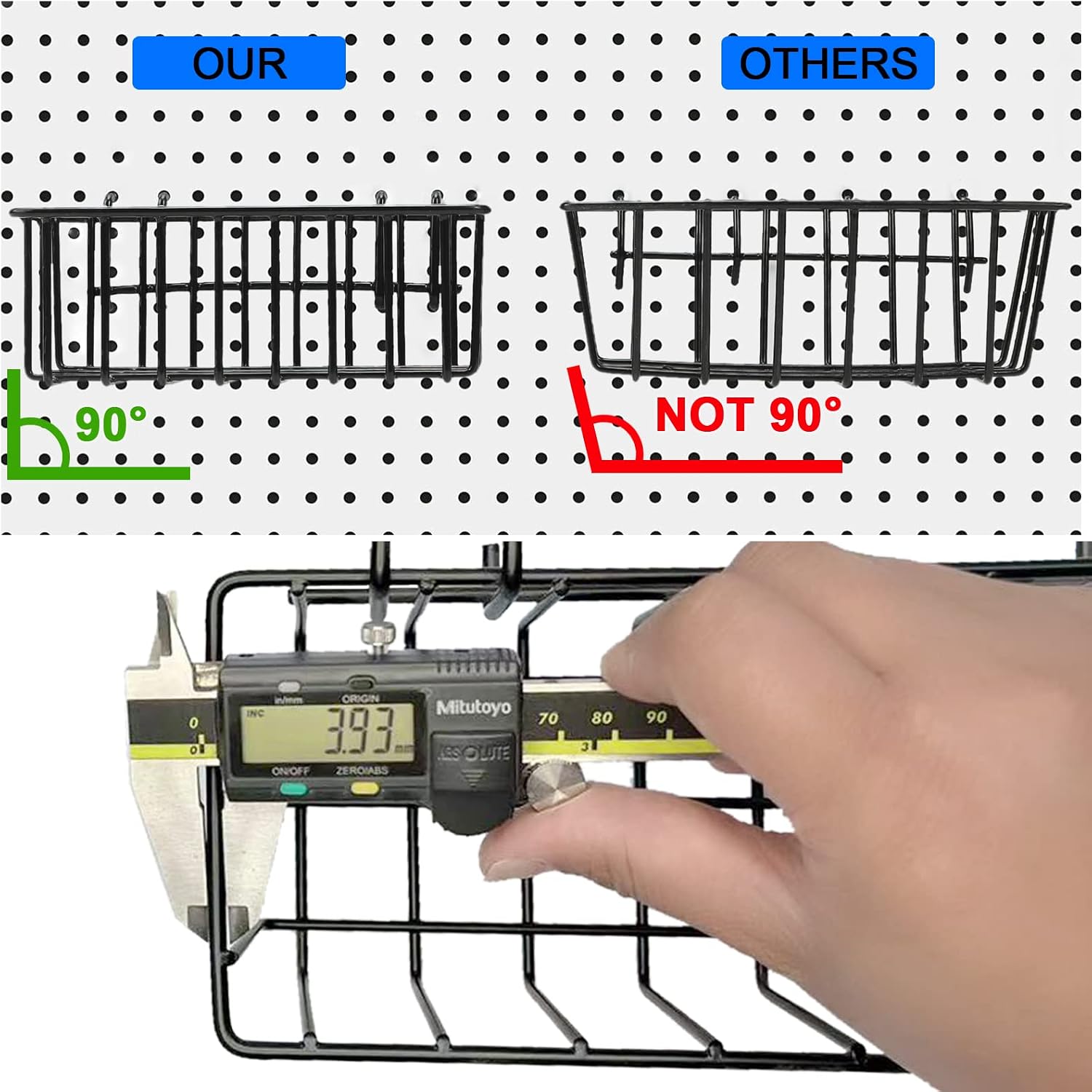 Pegboard Baskets,Pegboard Accessories,Can be Used to Store Items That Are Not Easy to Hang on a Pegboard (4pcs) (Black Light-Duty) image 3