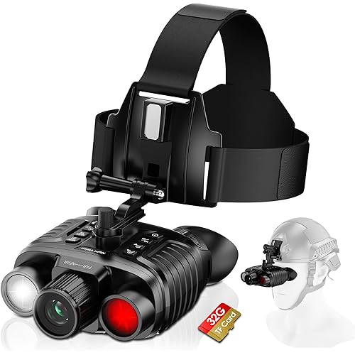 Dsoon Night Vision Goggles, Upgraded Head-Mounted Night Vision Binoculars with Infrared, Tactical Flashlight, Built-in Compass, Key Backlight, 32GB Card, 8X Digital Zoom