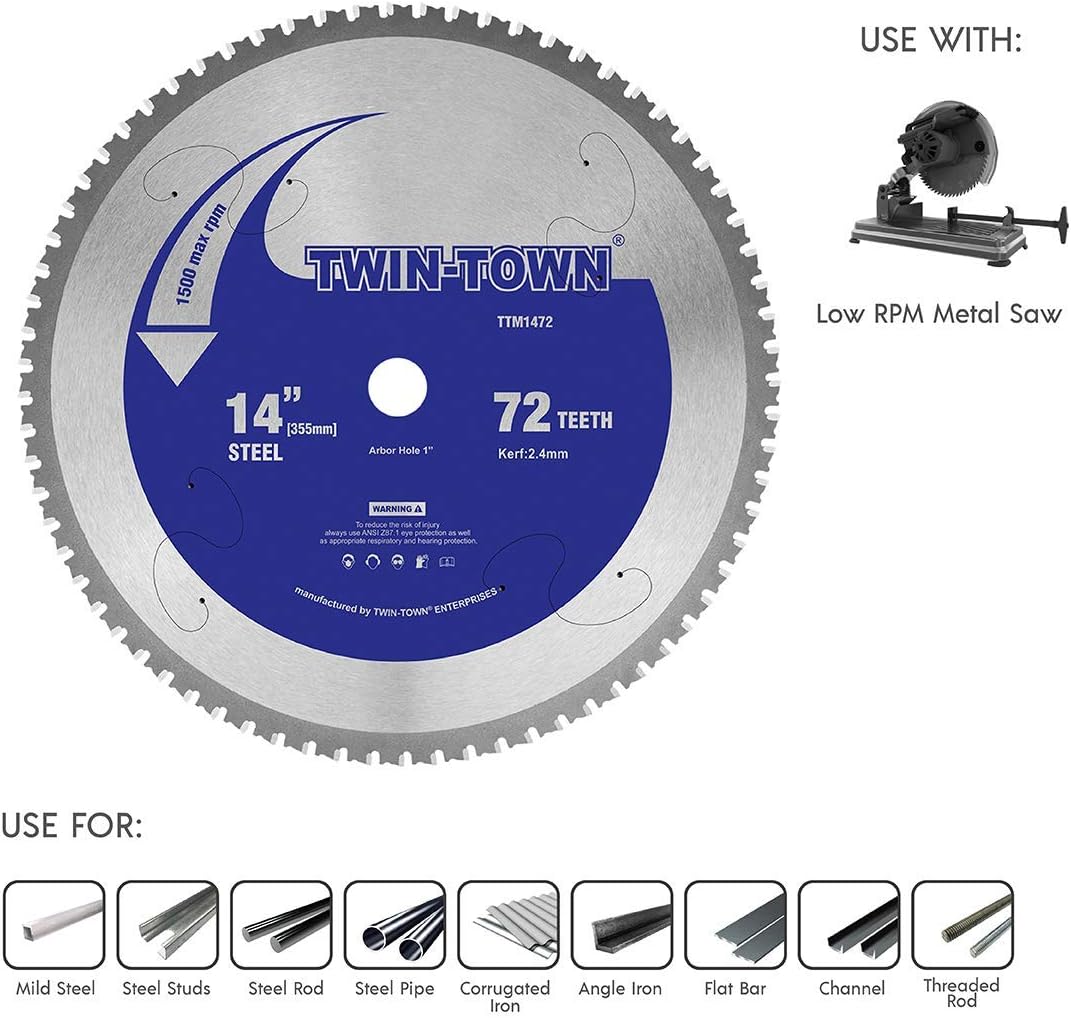 Get Discount 70% Price TWIN-TOWN 14-Inch 72 Teeth Dry Cut Steel and Ferrous Metal Saw Blade with 1-Inch Arbor Black Friday Sale 2022 TWIN-TOWN 14-Inch 72 Teeth Dry Cut Steel and Ferrous Metal Saw Blade with 1-Inch Arbor