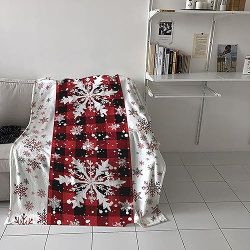 Miniatura 4 de Manta de Navidad, manta de franela sherpa súper suave para cama, sofá, ligera y acogedora copo de nieve, simple de 50 x 80 pulgadas para bebés,