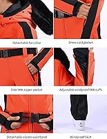 Vista 15 de GSOU SNOW Traje de esquí para mujer, traje de nieve de una pieza, para snowboard, delgado, aislante, impermeable, resistente al viento