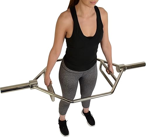 Vista 10 de Sunny Health & Fitness - Barra hexagonal olímpica, entrenamiento de fuerza, gran capacidad de carga, asas giratorias, clips de seguridad, asas