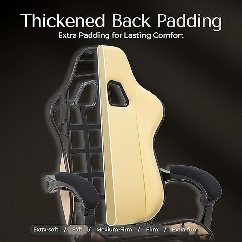 Miniatura 5 de Silla de juegos de tela con resorte de bolsillo, silla ergonómica de respaldo alto para videojuegos con reposapiés, soporte lumbar de masaje, altura