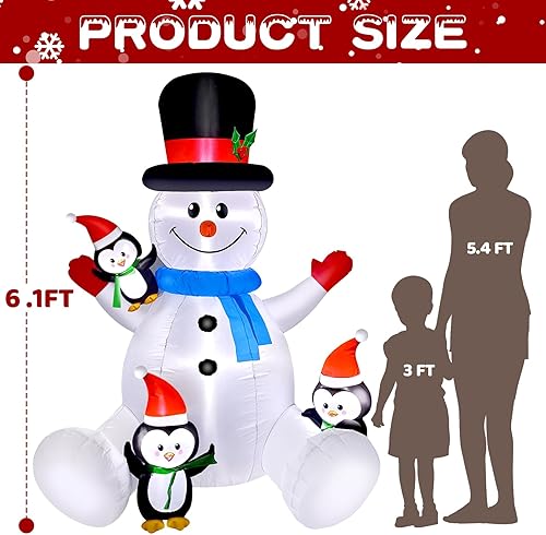 Vista 54 de Inflables de Navidad de 9.5 pies, decoraciones al aire libre, Papá Noel en trineo con 3 renos inflables de Navidad con luces LED integradas