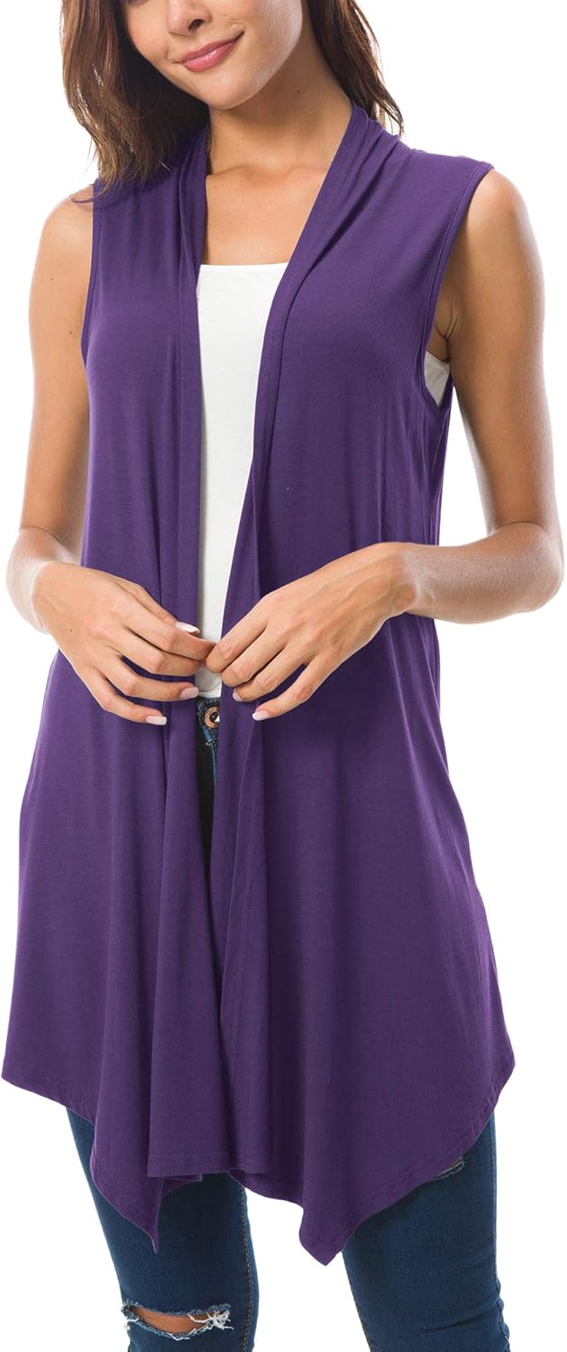 Urban CoCo Women's Sleeveless Cardigan Summer Open Front Vest Lightweight Cool Coat - Image 4