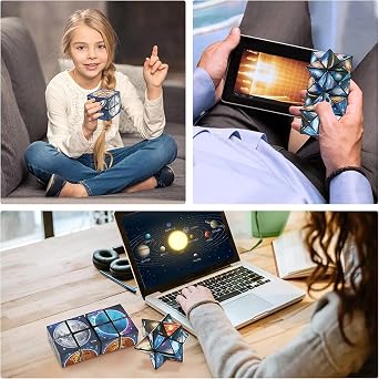 Infinity Cube, Fidget Cube for Kids, Cubes for Travel Entertainment, Cubes for Children Space Solar System Fidget Puzzles Smart Games, Gift for Boys Girls Multicolor