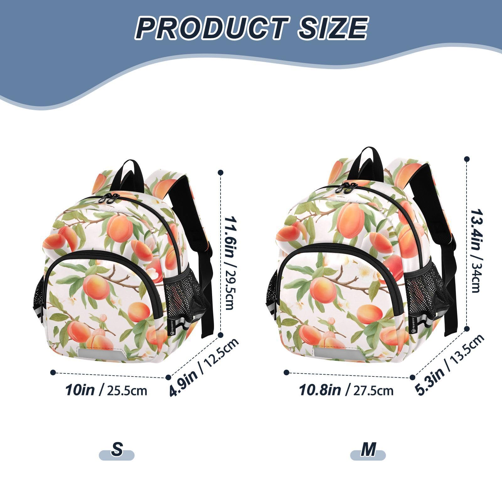 Watercolor Pink Peaches Flowers Toddler Harness Backpack for Boys Girls 3-6 Years Kids Backpack with Anti Lost Safety Leash Baby Travel Bag for Travel Walking Preschool