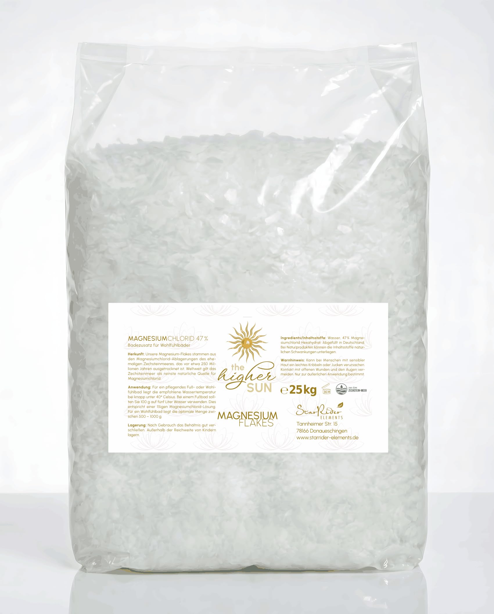 Original StarRider Elements Zechsteiner Magnesium Flakes (Magnesiumchlorid) 25 kg Sackware (aus dem Zechsteinmeer)