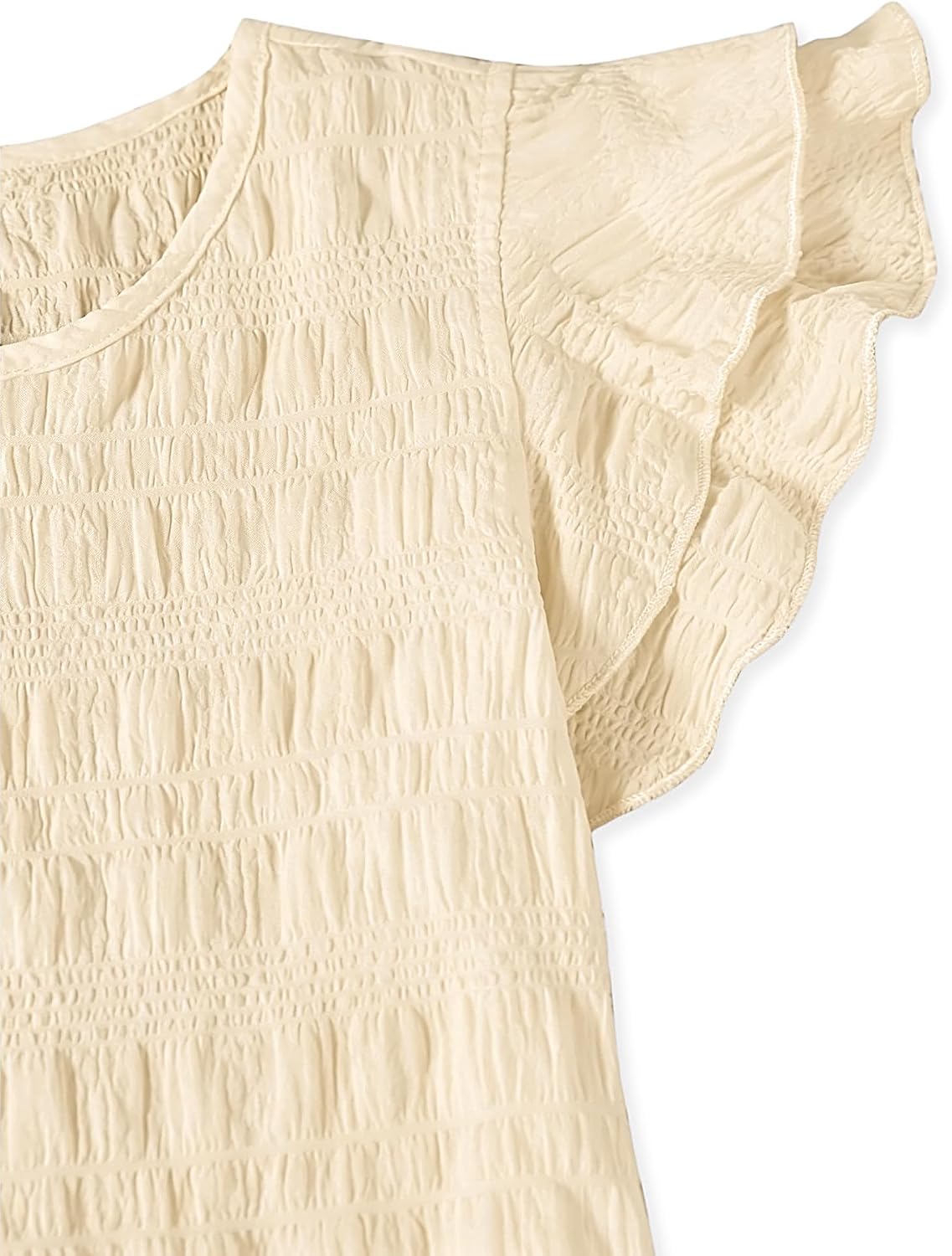 Girls Ruffle Shirt Cute Summer Smocked Cap Sleeve Tops Basic Casual Tees