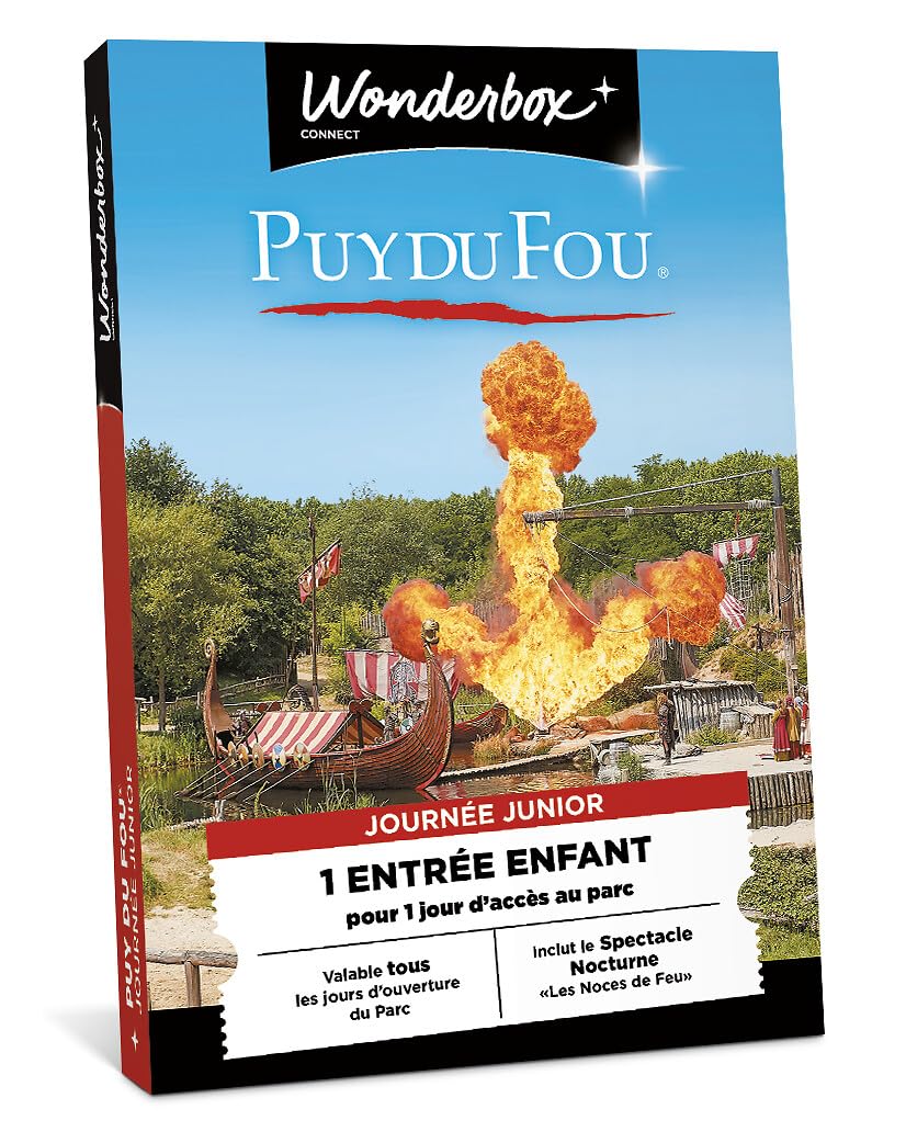 Wonderbox Connect - Coffret Cadeau - Puy du Fou - 1 entrée enfant pour 1 jour - Spectacle Nocturne "les Noces de Feu" inclus - Parc à thème - Validité 27 mois