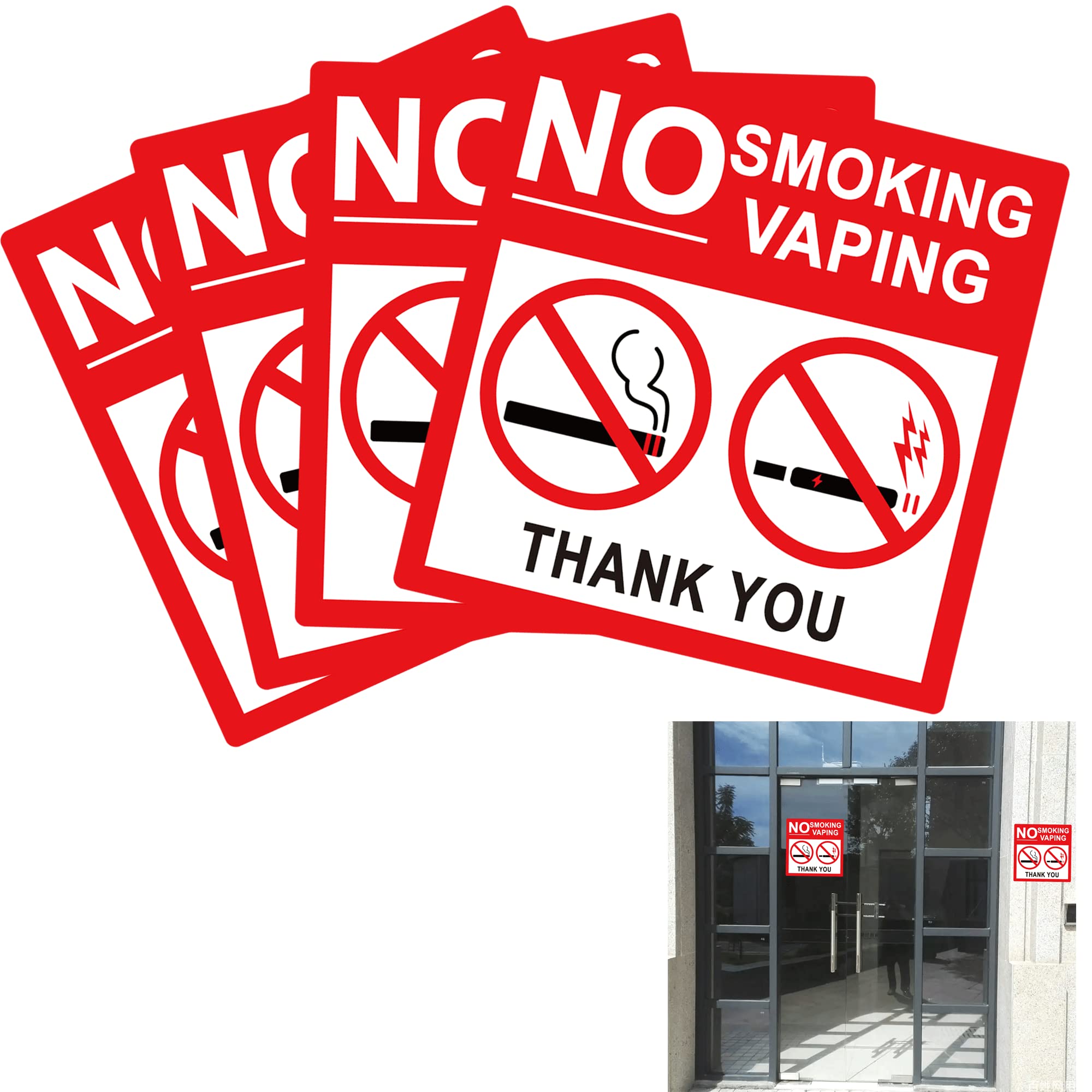 Buy 4 inch No Smoking No Vaping Sign Label Sticker 15 Pcs Waterproof No