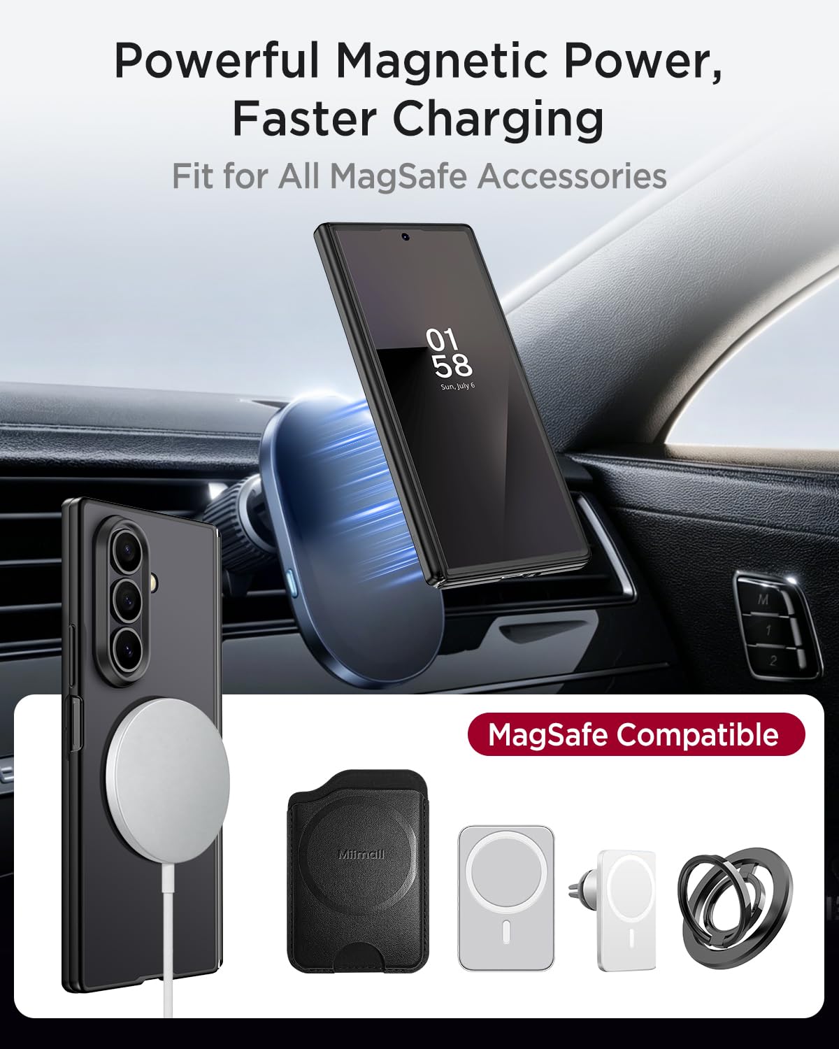 Miimall Custodia magnetica per Samsung Galaxy Z Fold 8, ultra sottile, con protezione per cerniera, compatibile con Magsafe, senza schermo, antiurto, traslucido, sottile, bumper per ZFold 8 Ultra