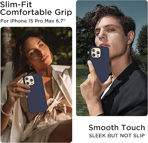 Miniatura 2 de Compatible con iPhone 15 Pro Max, funda de silicona líquida, cuerpo completo, funda protectora a prueba de golpes, delgada funda para teléfono con