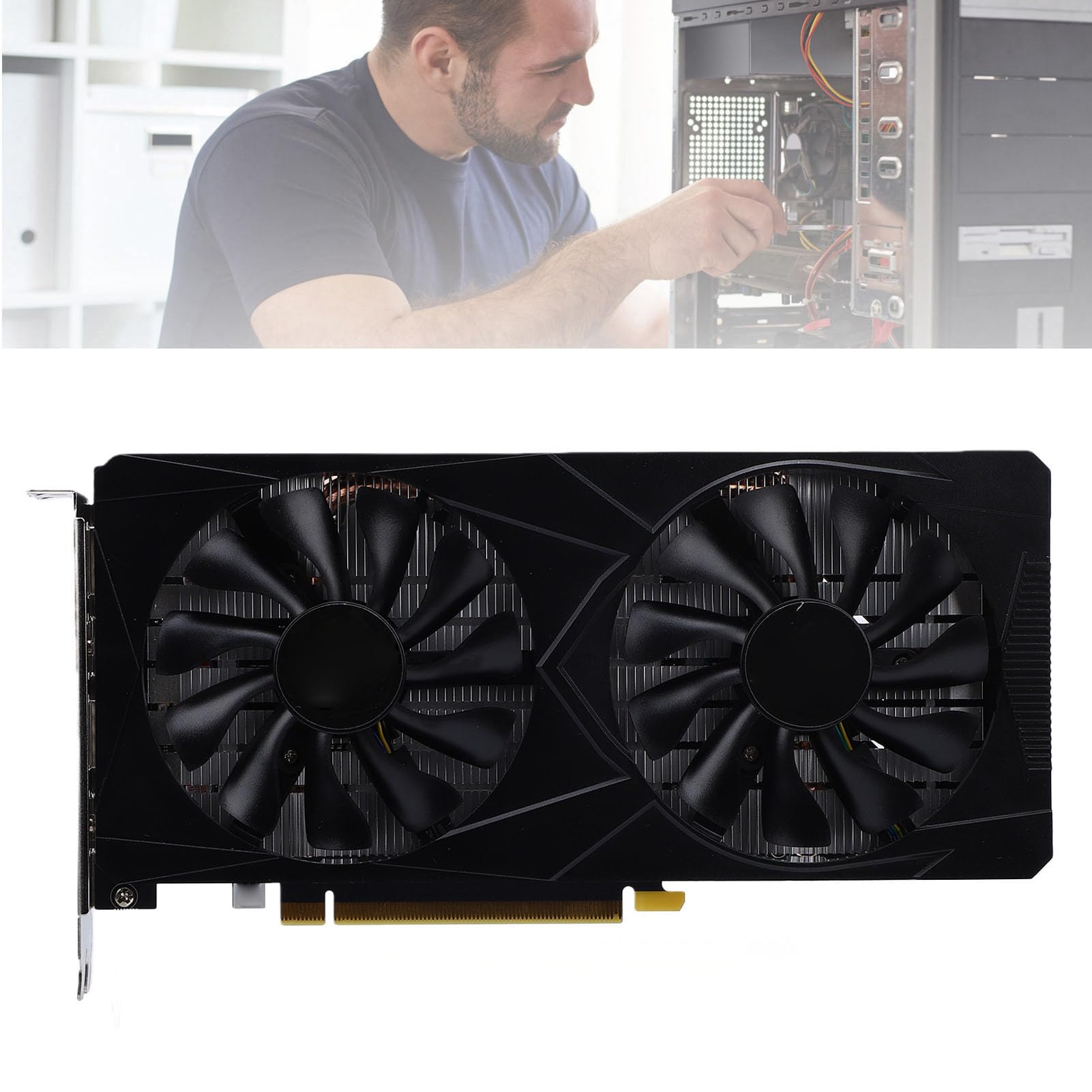 192-bitowa Karta Graficzna do Gier, Karta Graficzna 6 GB GDDR6, Chłodzenie Dwoma Wentylatorami, Obsługa Skalowania AI, Zaawansowane Renderowanie światła dla Komputerów