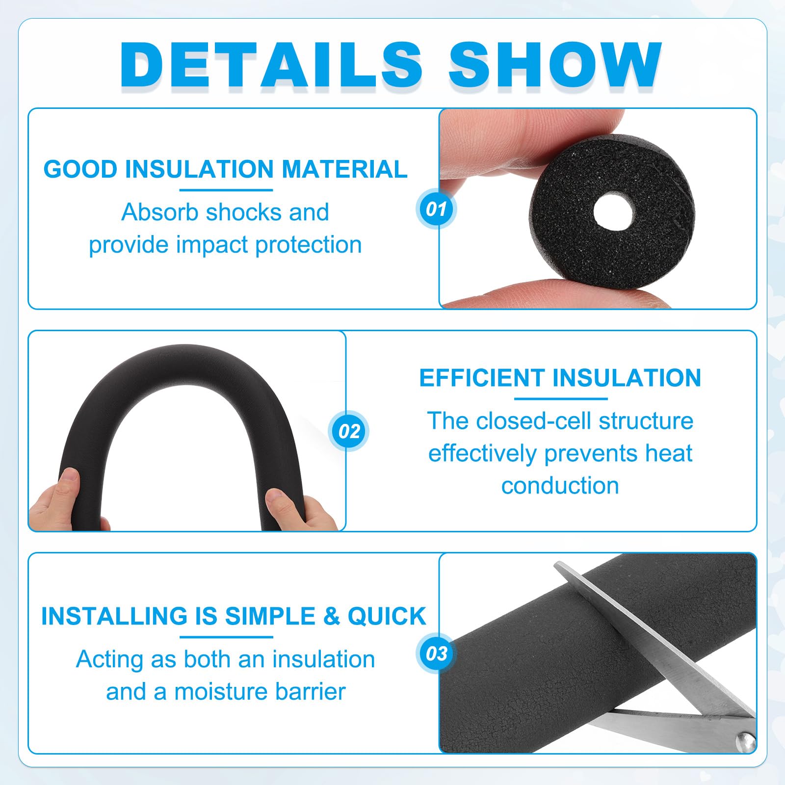 PATIKIL 1/4" (6mm) ID x 1.3Ft x 0.35" Pipe Insulation Foam Tube - Image 3