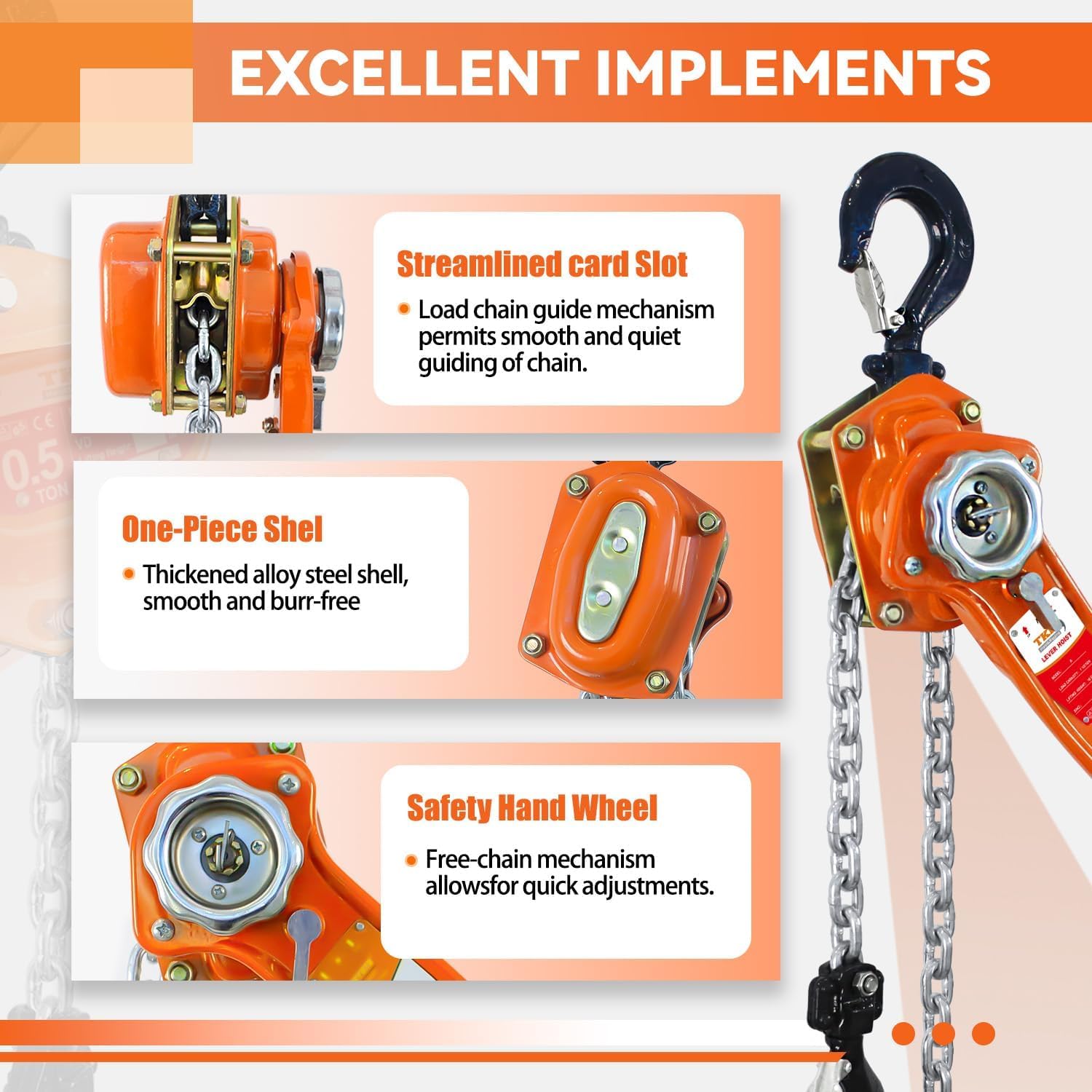 Chain Hoist Lever Chain Hoist 3/4 Ton 1650LBS Capacity 10 FT Chain Come Along with Heavy Duty Hooks Ratchet Lever Chain Block Hoist Lift Puller