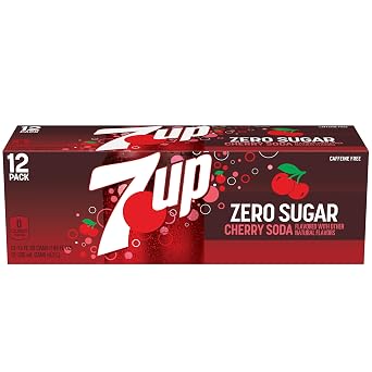 7UP Cherry Zero Sugar Soda, 12 fl oz cans, 12 pack