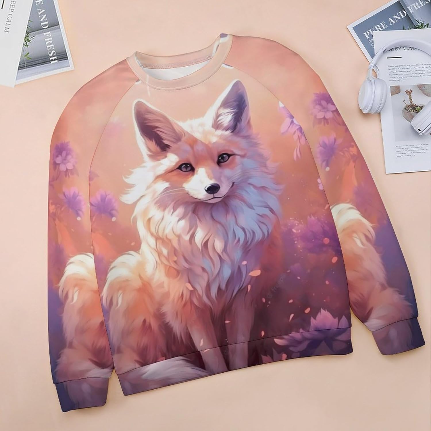 Bengbobar Womens Casual Floral Print Long Sleeve Sweatshirt Oversized Loose Pullover Sweaters Crewneck Daily Wear Tops