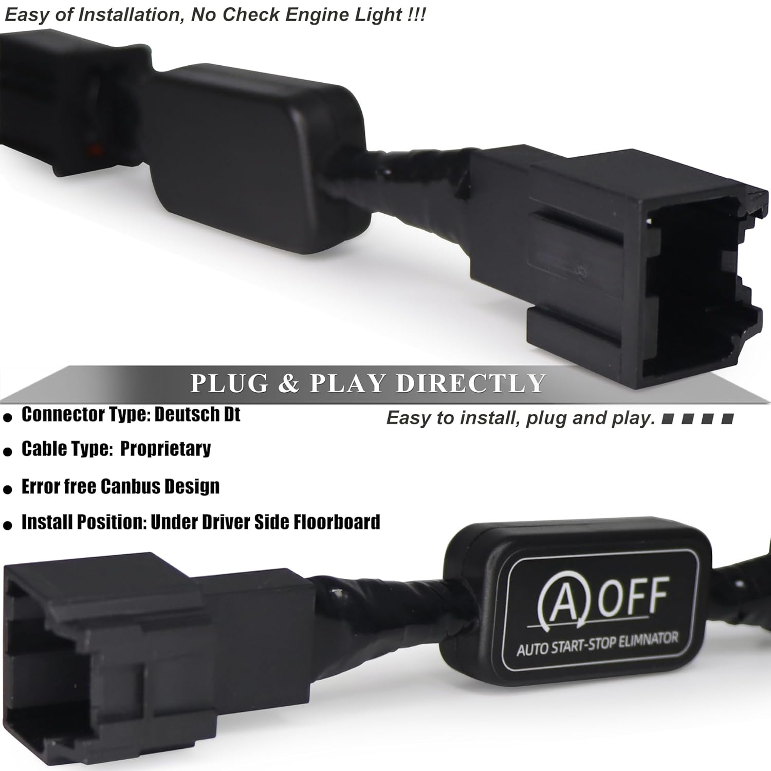 Auto Start Stop Eliminator for Jeep 2018-2025 Wrangler JL, 2020-2025 Gladiator JT Error Free Shut Off Bypass Switch Engine Stop-Start Canceller Disabler Deactivating Wire Harness