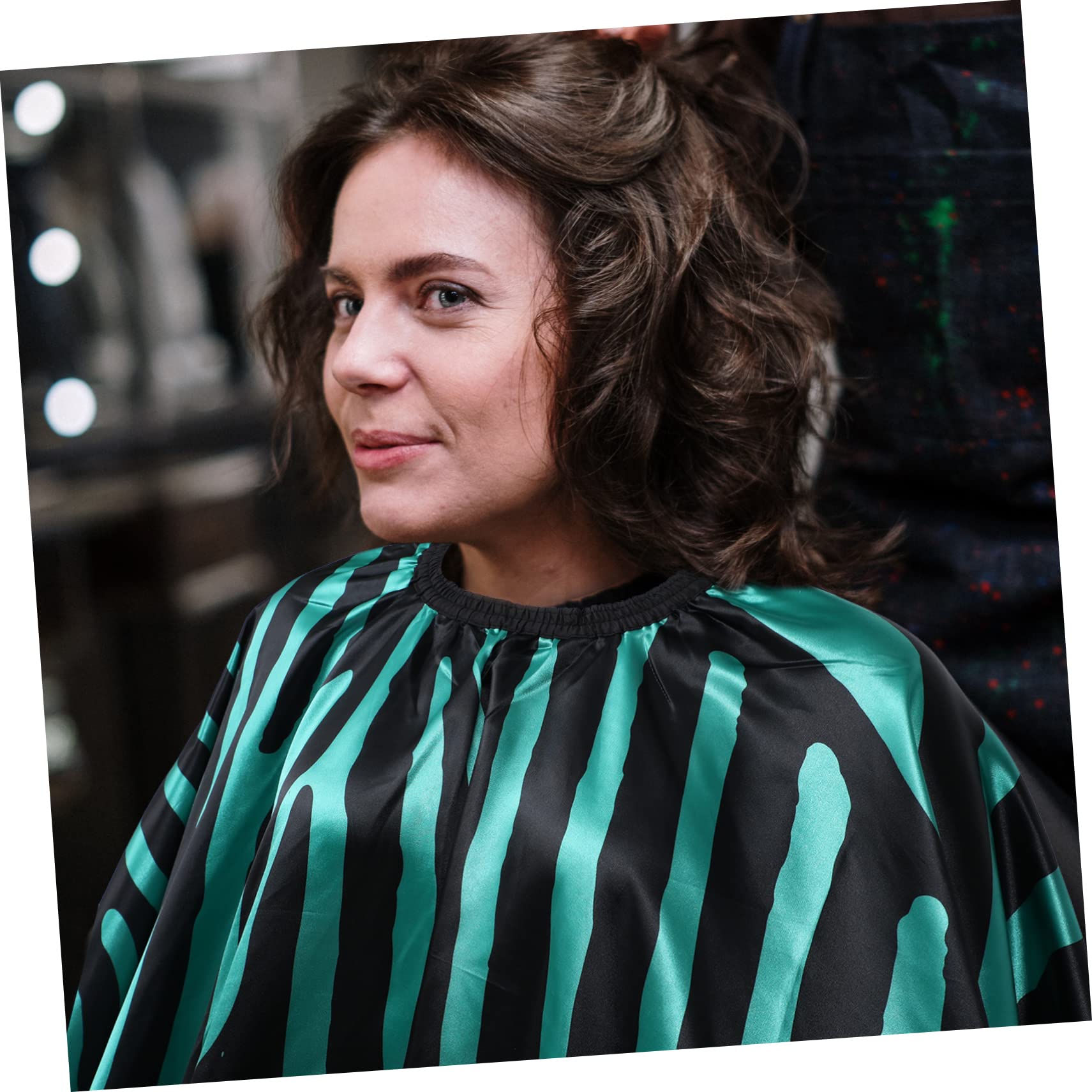 POPETPOP Capa de Satén para Cortar el Pelo Transpirable Cuello Ajustable y Diseño Estiloso en Color Verde para Peluquería Profesional y Uso en Salón