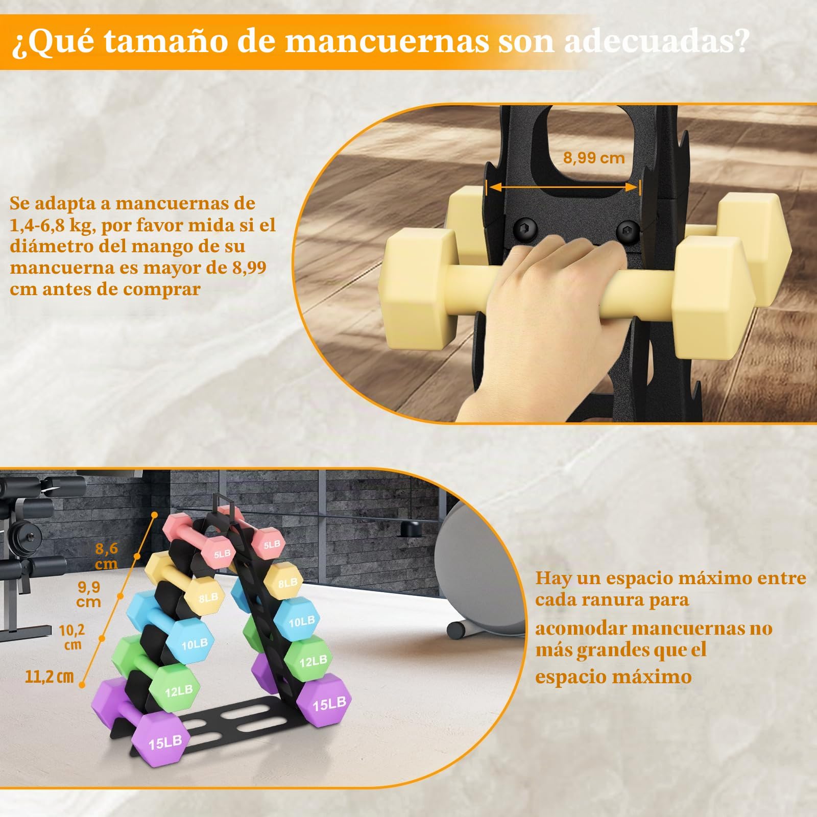 Soporte para mancuernas, organizador de almacenamiento de peso, perfecto para el gimnasio en casa, para niños/mujeres, color negro (5 niveles)