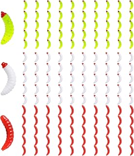 150 Gusanos Artificiales para Pescar, Set de Pesca con Gusanos de Plástico Suave, Lombrices de Tierra y Gusanos de Harina(100 Gusanos de Harina + 50 Lombrices de Tierra)