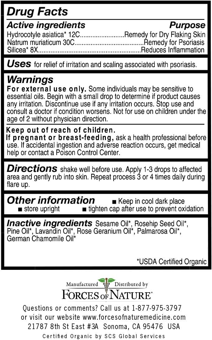 Forces of Nature -Natural, Organic Psoriasis Relief (11ml) Non GMO : Health & Household