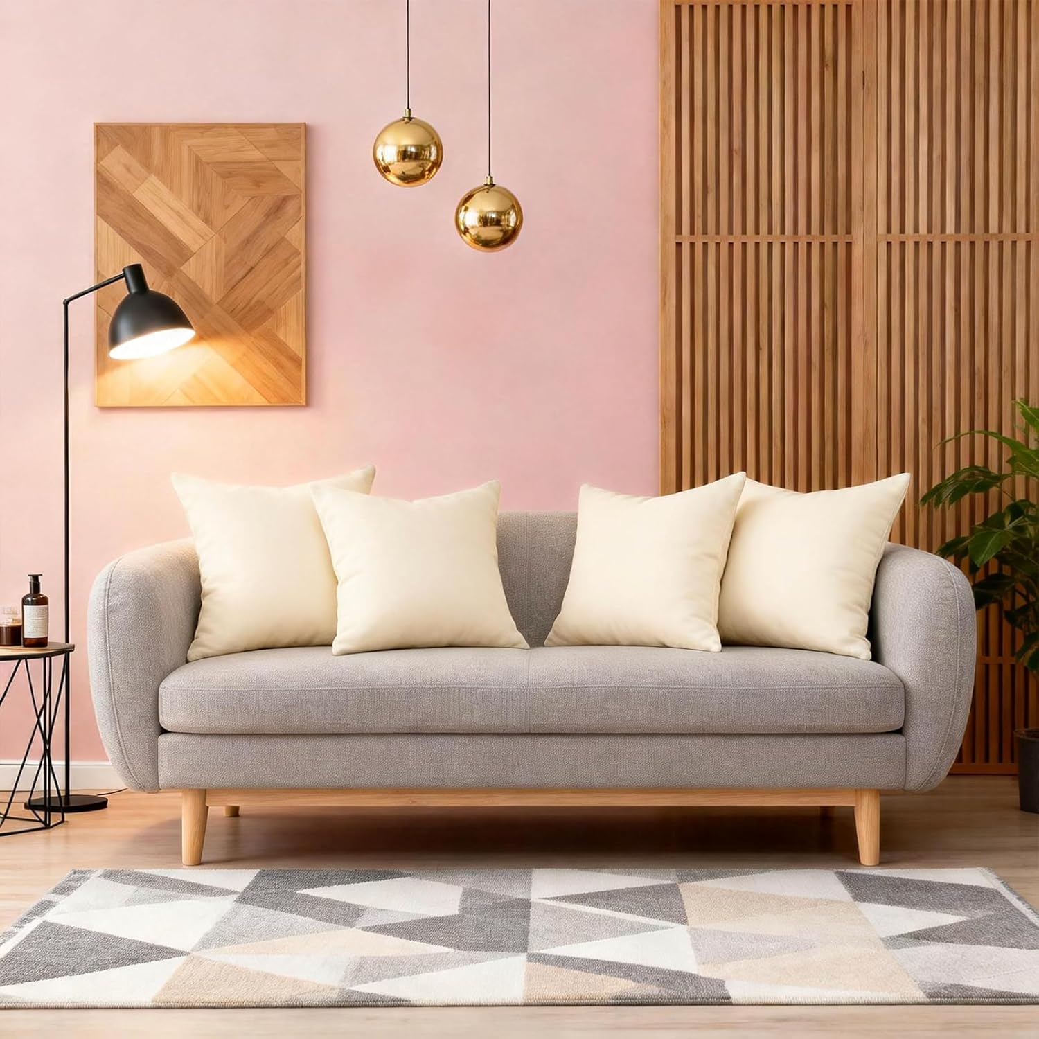 Throw Pillows with Inserts Included, 18x18 Couch Pillows,Throw Pillows for Couch,Cotton-Linen Blend,Off White,2 Pack.