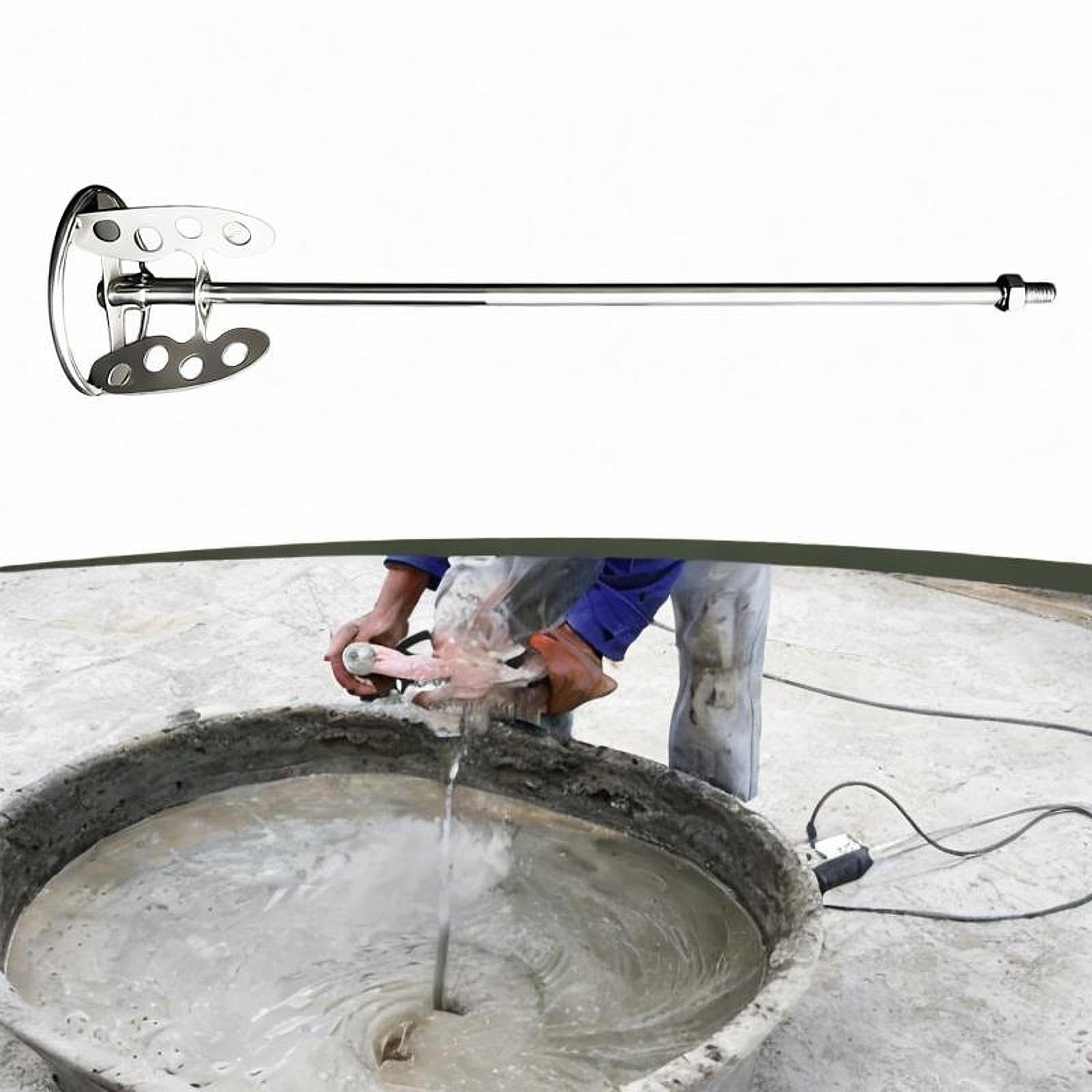Tige à Mélanger Tige de Mélange pour Béton Malaxeur à Peinture pour Perceuse Outil d'Agitation de Mortier en Inox Adapté aux Bricoleurs Chantiers, M14