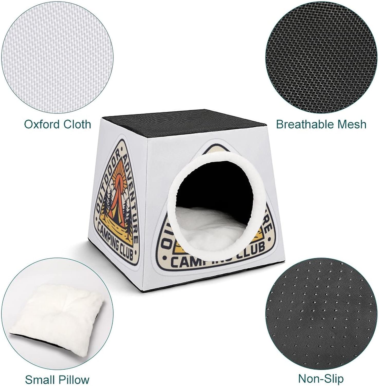 review Printed Cat Houses & Condos Lovely Foldable Cat Cube Cat Bed Sofa with Removable Pillow Icon Badge Camping