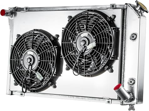 3 Row Core All Aluminum DPI718 EC718 Radiator Assembly + 2 x 12" Fan w/Shroud Kit Compatible with 1977-1982 78 79 80 81 Chevy Corvette C3 350ci 5.7L/5.0L