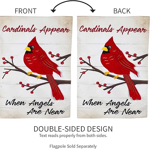 Miniatura 5 de Evergreen Flag Bandera de lino con texto en inglés «When Angels Are Near Garden» | Bandera de jardín de invierno de 12 x 18 pulgadas de doble cara |