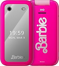 HMD Barbie Phone - Barbie's Iconic Phone, Clamshell Format, Indoor/Outdoor Dual Display, Makeup Mirror, Barbie Operating System with Surprises to Discover, Camera