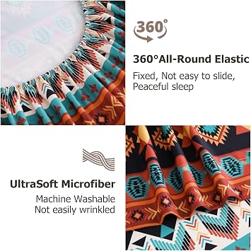 CozySmile Boho Printed Sheet Set Queen Size 4 Piece Soft & Breathable Bedding Deep Pocket 16 Cooling Wrinkle Free Comforter Bed Set Geometric Pattern Sheets (King, Multicolor Tribal