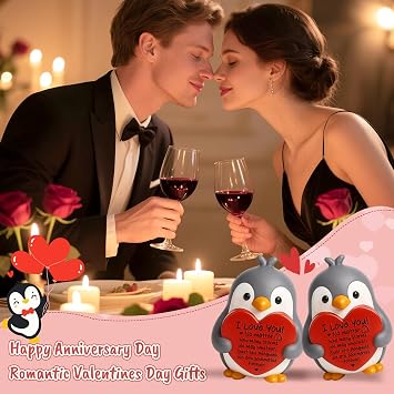 Jettryran Birthday Valentines Day Husband Wife Gifts for Him Her Boyfriend Girlfriend I Love You for Women Men Couple Penguin Figurine Valentines Decorations Easter Romantic Gift for Fiance