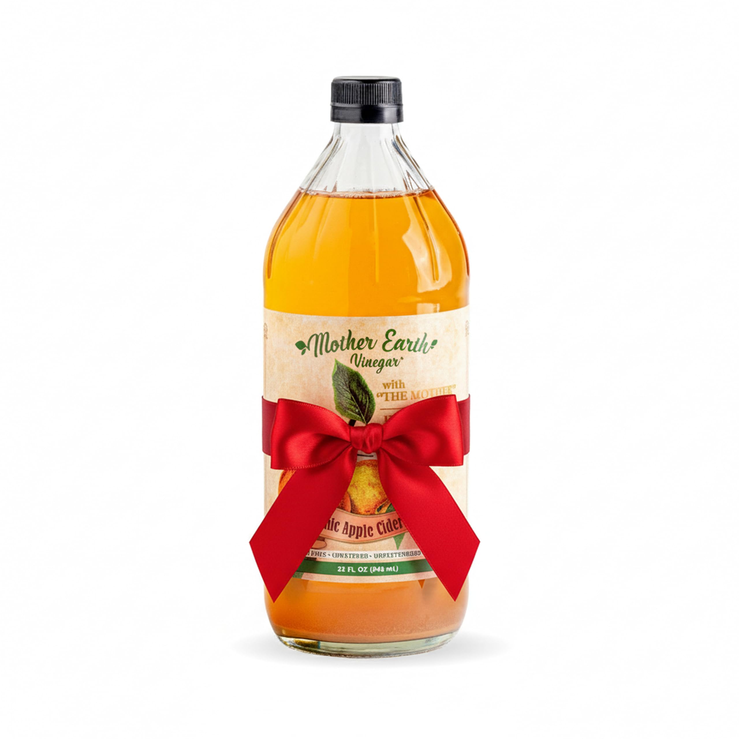 Mother Earth, Organic Apple Cider Vinegar with The Mother, Fresh Pressed Organic Apples, OACV, ACV, Raw, Unpasteurized, Unfiltered (1/32oz Glass Bottle)