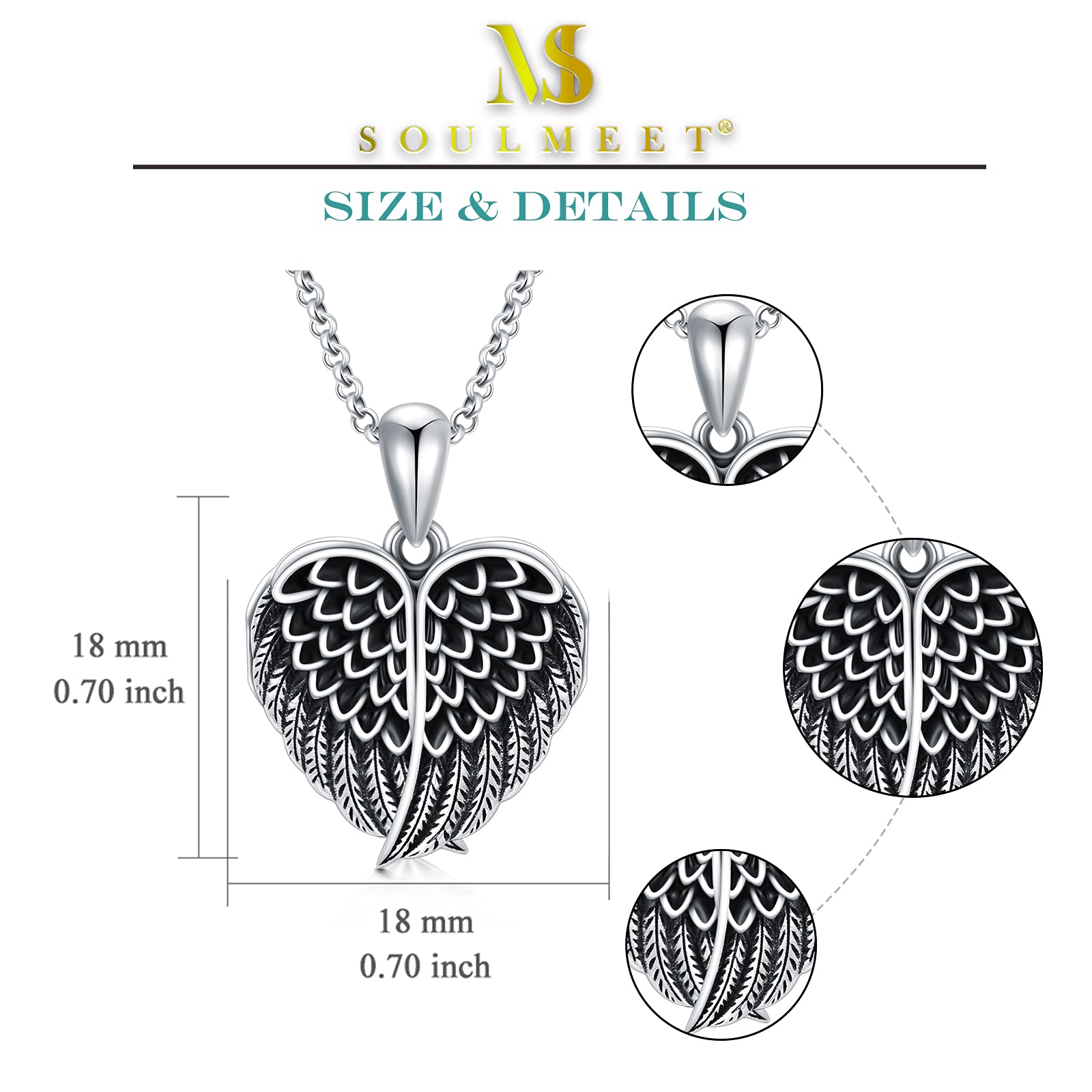 SOULMEET Naszyjnik medalion ze srebra próby 925, który pomieści zdjęcia prezent dla kobiet dziewcząt, Metal,