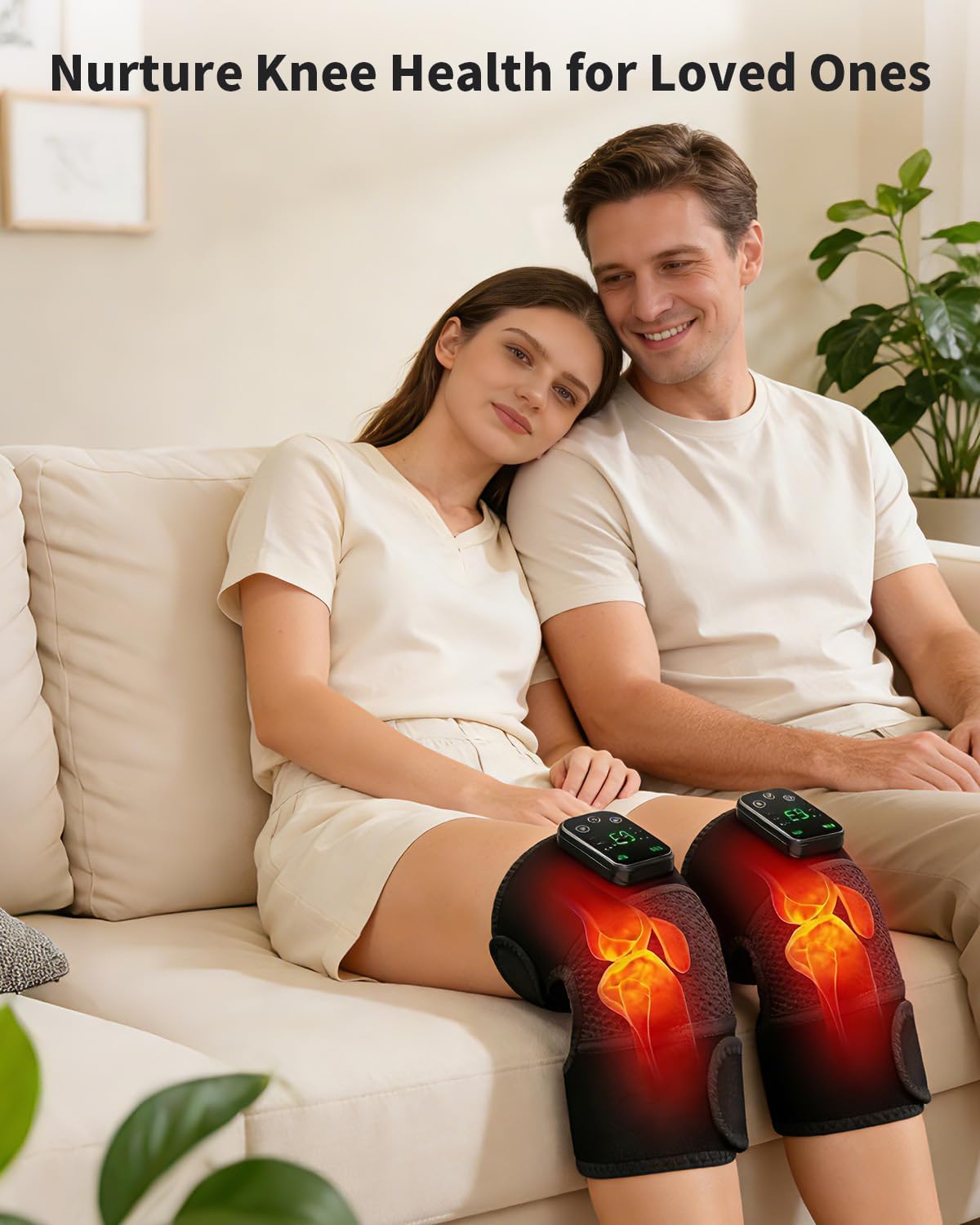 Cordless Knee Massager with Heat and Vibration for Pain Relief - Electric Heated Knee Brace Wrap with 3 Heat Levels & 3 Massage Modes, Portable Arthritis Joint Therapy for Men & Women (Black, Single)