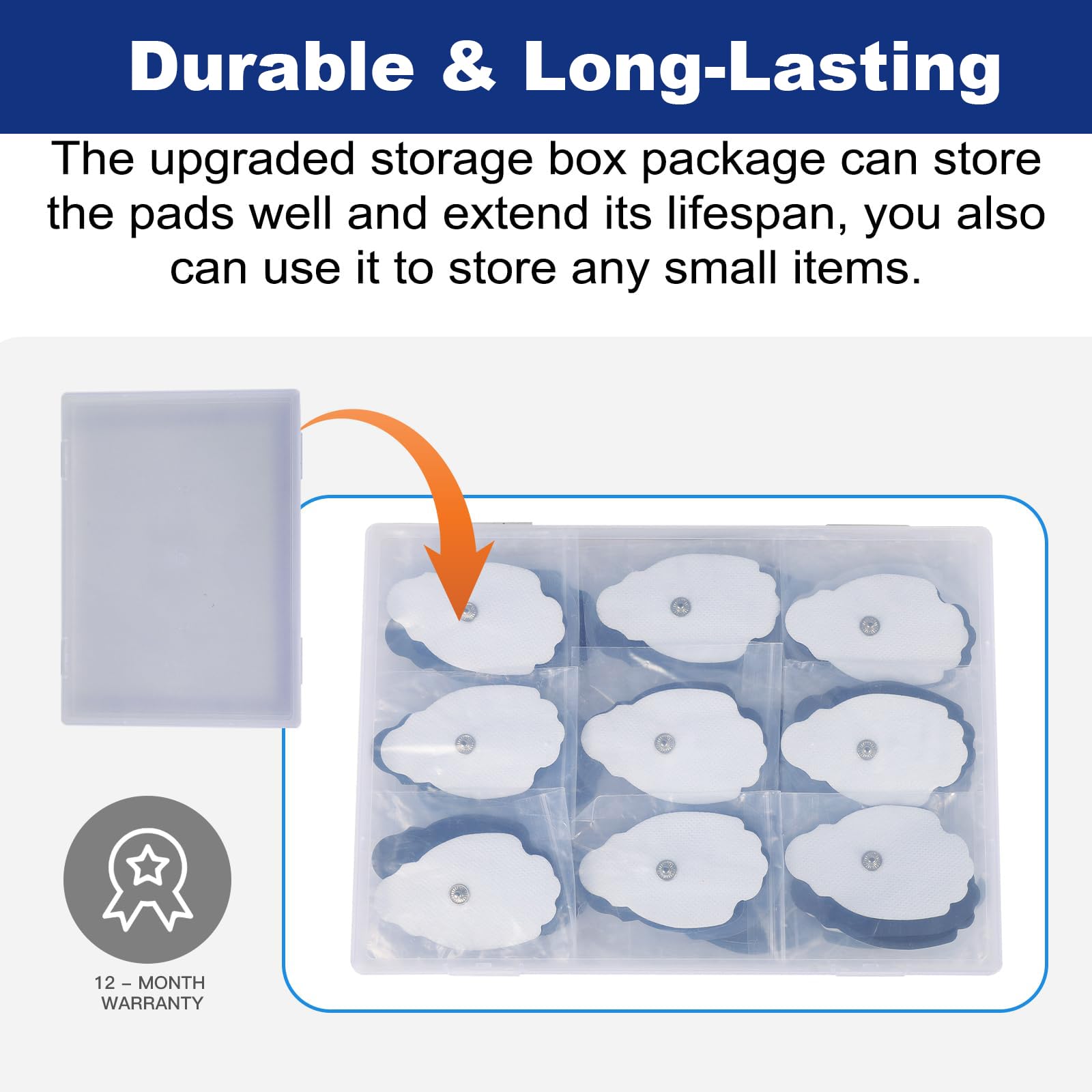40 electrodos de almohadillas TENS, reutilizables, de larga duración, autoadhesivas, no irritantes, para parches de repuesto de unidades TENS, con conector estándar de 3.5 mm, compatible con