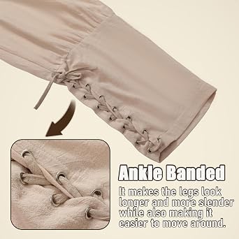 Pirate Pants Mens Renaissance Medieval Ren Faire Viking Ankle Banded Lace Up Trousers