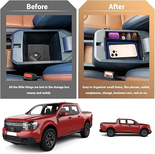 Vista 7 de YEE PIN Bandeja de consola Maverick 2022 2023 2024 2025 Maverick 2025 Organizador de consola central Maverick 2025, organizador de consola central