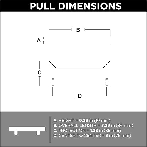 Miniatura 5 de Franklin Brass Simple Modern P46644K-SS-B2 - Manija cuadrada para gabinete, acero inoxidable, mango de cajón de 3 pulgadas (2.992 in), paquete de 30