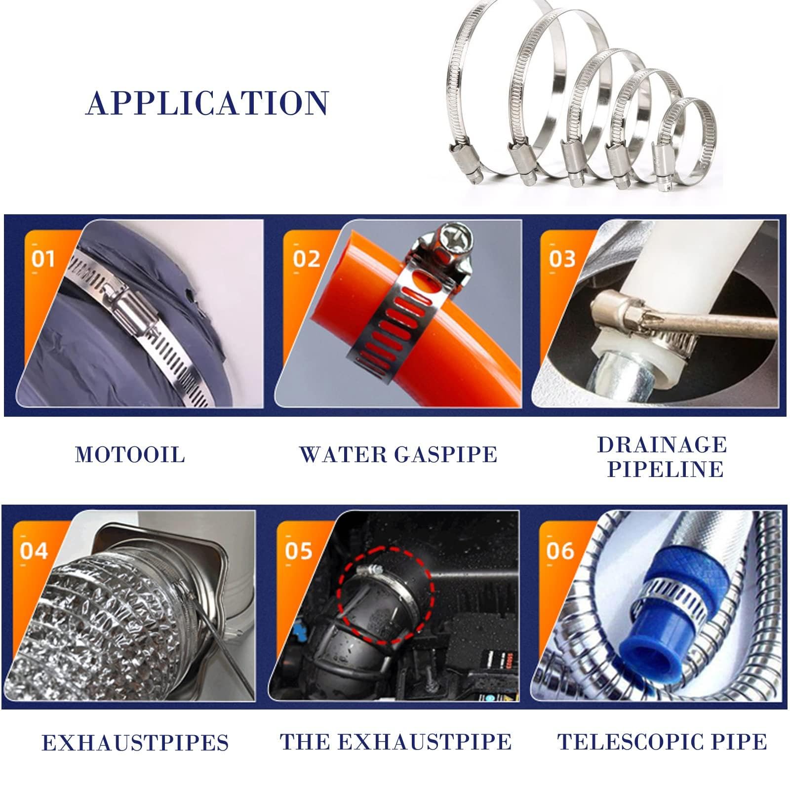 12 abrazaderas para manguera de combustible, de acero inoxidable 304, de 6-152 mm, ajustables (12 unidades, de 13-23 mm)