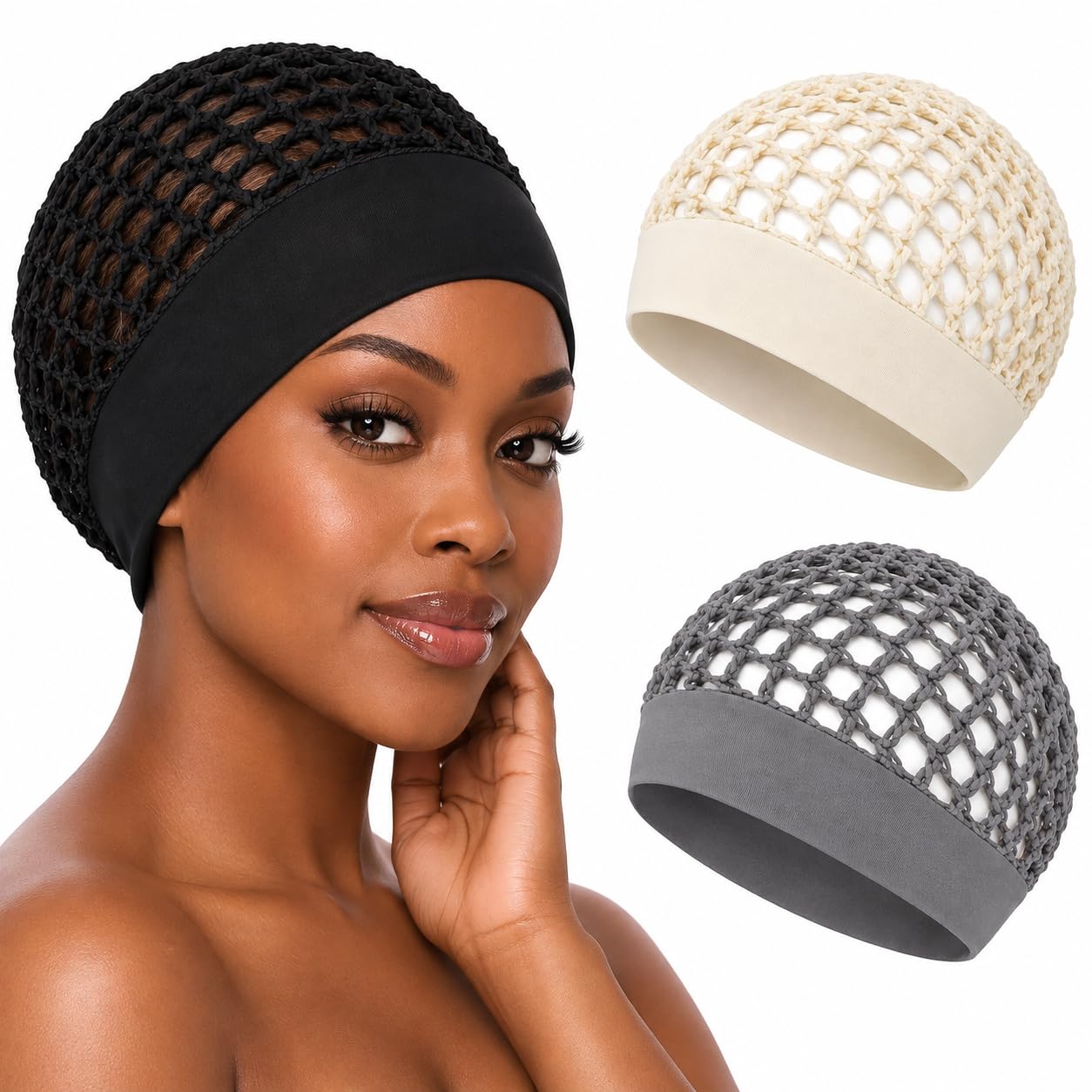 Crochet Hair Net Bonnet Elastic Mesh Sleeping Cap Hair Cover